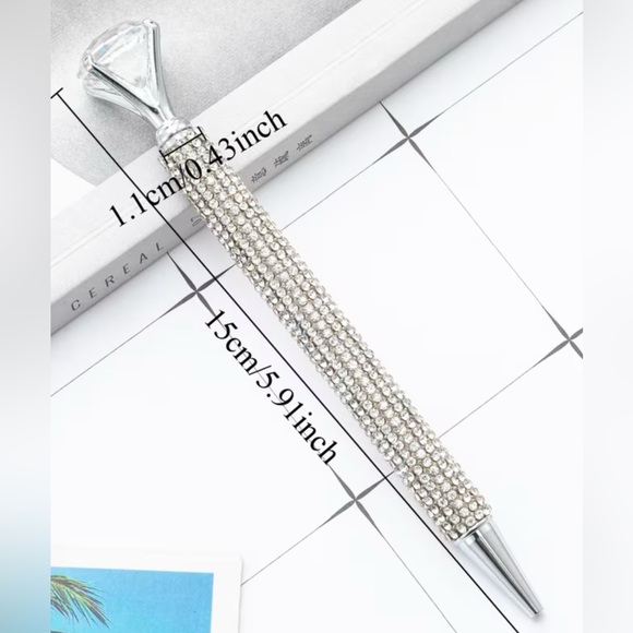Elegant 6” Silver Crystal Pen NEW Large diamond crystal exquisite in gift-box - Picture 11 of 16